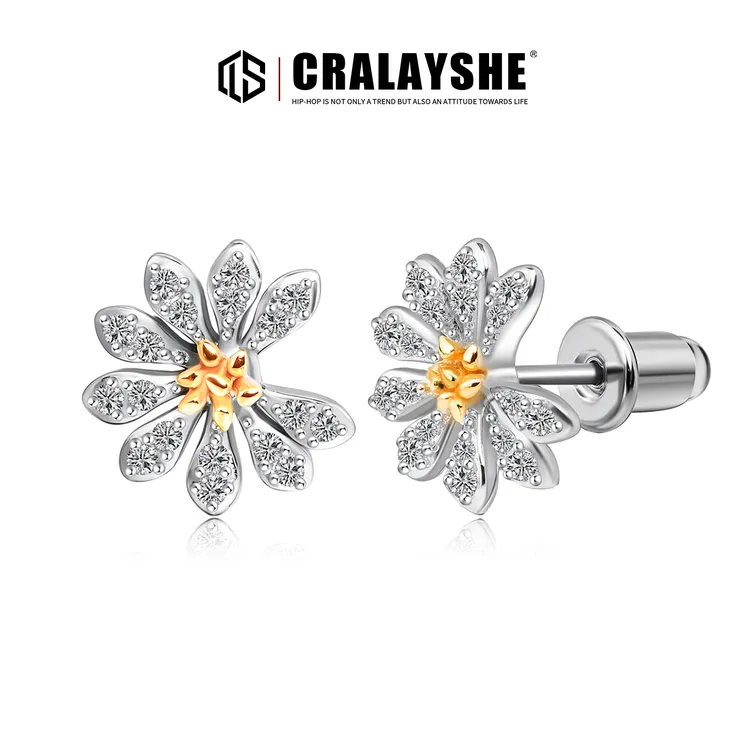 足银耳饰 GD同款纯银雏菊耳钉轻奢高级感正品耳饰七夕礼物送女友