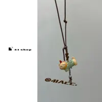 非金属棉绳项链 A158 小猫吃鱼棕色油蜡绳长款项链