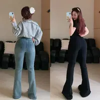慧芝huizhi 2659毛边筷子裤 弹力高腰开衩牛仔裤