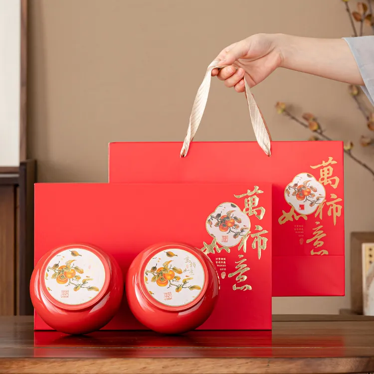 新款茶叶礼盒装茶叶罐高档国风创意中式订婚伴手礼手提大红