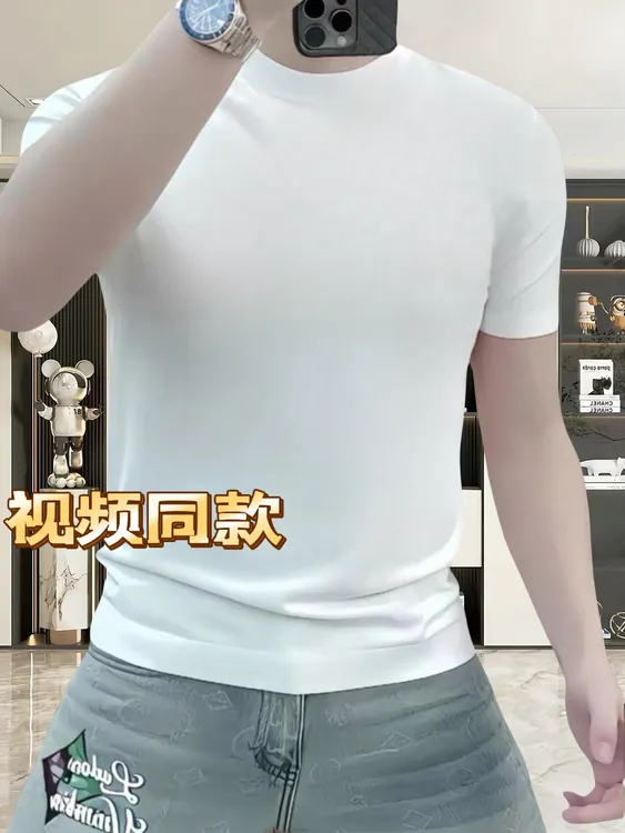 修身型字母短袖印花免烫夏季T恤圆领情侣潮流设计师上衣