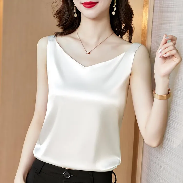搭配西服白色西装打底衫内搭吊带背心女2025新款冰丝内穿无袖上衣