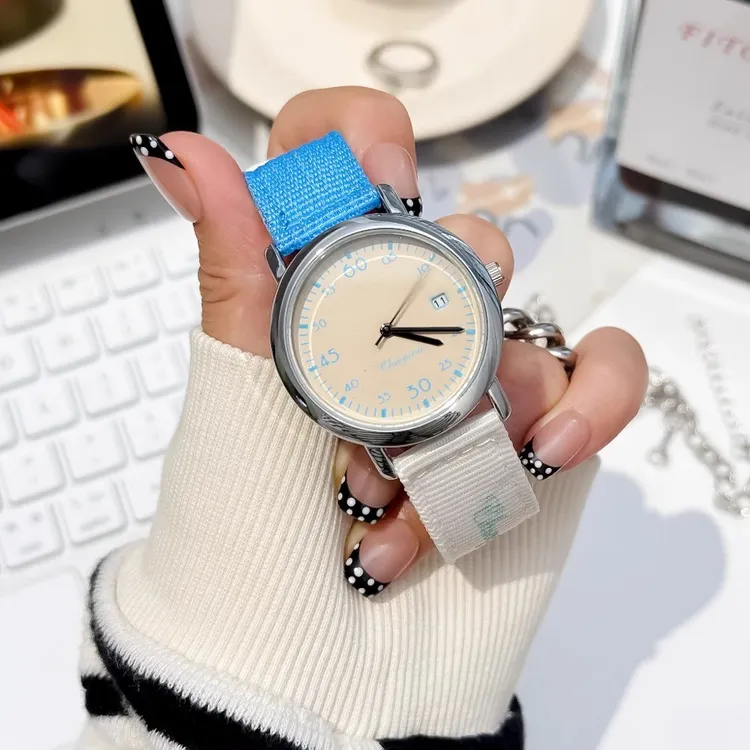 手表女款时尚简约高颜值2025新款初高中学生考试日历帆布带石英表