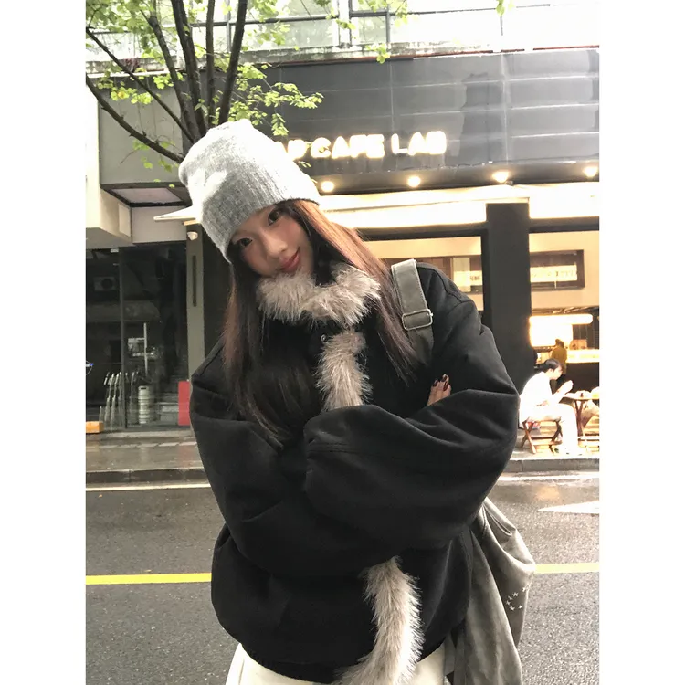 【手账本】秋冬韩系气质氛围感宽松休闲HD毛毛外套254N3945