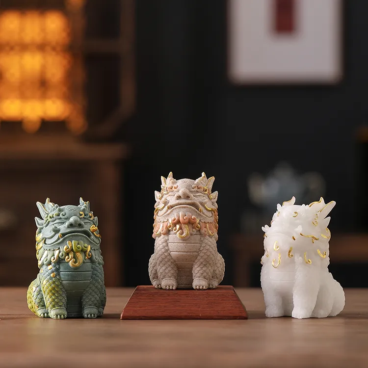 宝潭工艺坊砂岩桌面摆件茶室咖啡馆装饰品创意国潮貔貅文创茶宠