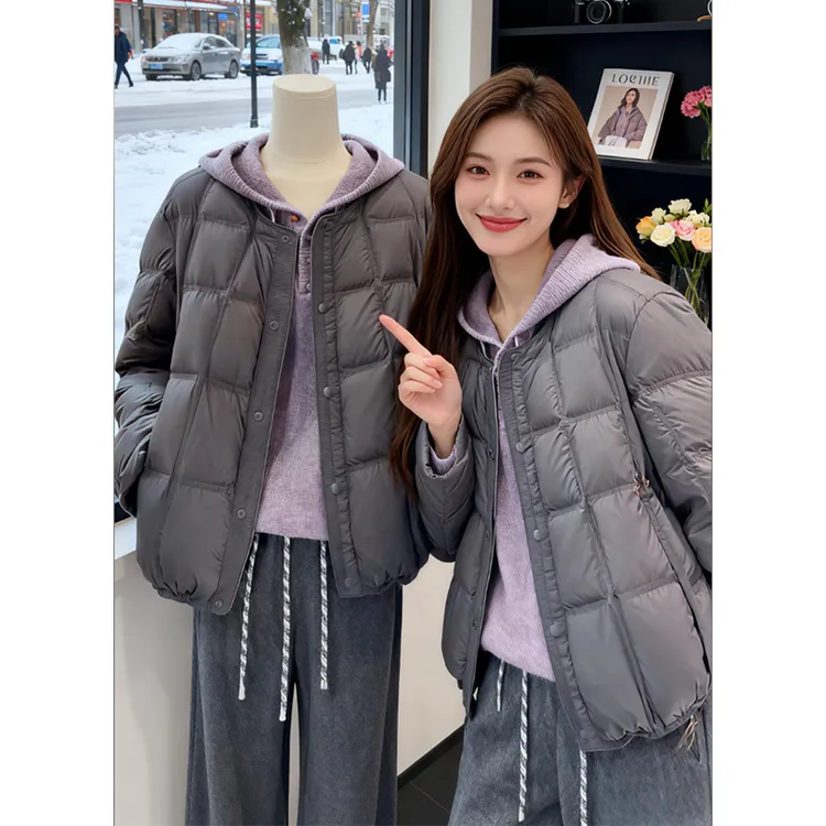 SHALLDOER【奶芙静谧】2025冬季豆腐块纯色棉服保暖上衣氛围感搭子