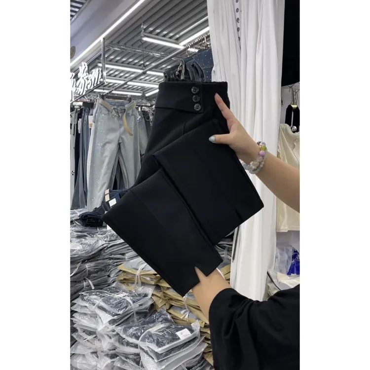 休闲2025新款春秋季黑色显瘦西装裤百搭女裤洋气高腰九分直筒裤潮
