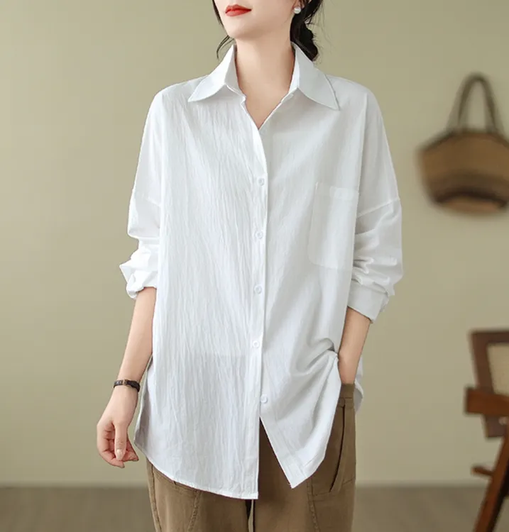 白色衬衫外套女小众休闲长袖上衣法式宽松打底开衫女款新款衬衣