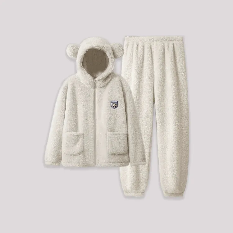 【粉丝福利】秋冬季女士睡衣长袖加绒加厚保暖简约时尚可外穿家居服