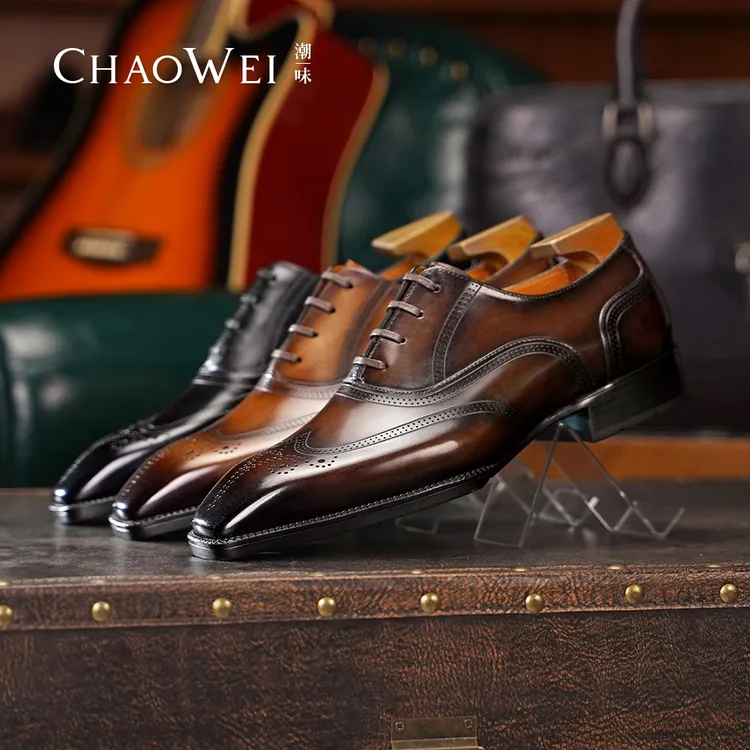 布雷克内线工艺秋冬现款正装皮鞋方头商务男士高端手工皮鞋B279