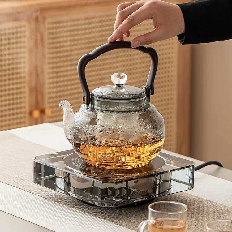 水晶电陶炉提梁壶玻璃煮茶壶功夫泡茶加厚烧水壶小型煮茶炉家用