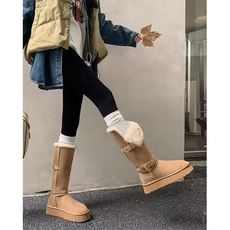 高筒骑士雪地靴加绒加厚保暖防滑百搭女款冬季