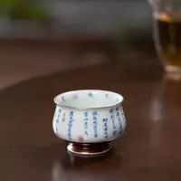 【YR】祭红描金 （百字铭）   高脚炉式杯 70cc