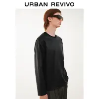 UR2024春季新款男装时尚简约质感圆领皮质罩衫衬衫UMF240001