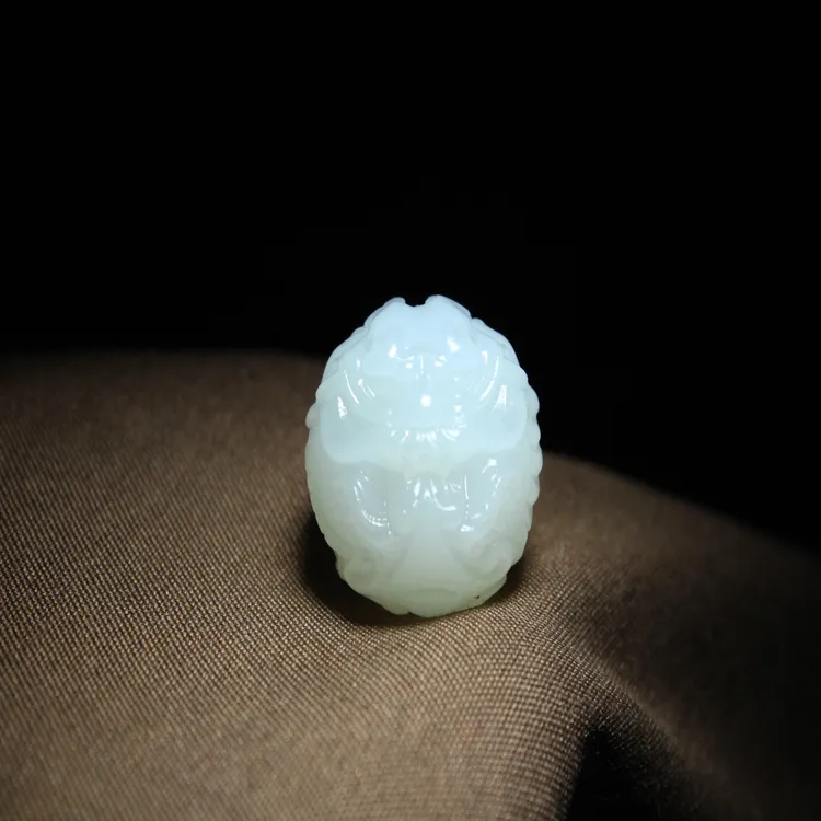 【龙珠18mm】天然和田玉白玉仿古龙珠配珠 横眼手串项链搭配 8.11g