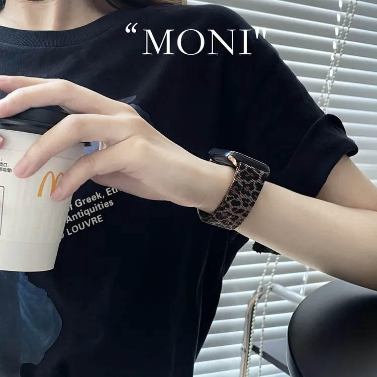 moni|小红书豹纹适用于iWatch7代se表带苹果apple123456米兰磁吸