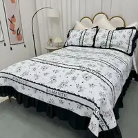 【意晚】夜巴黎四季通用夹棉双面用花边床盖