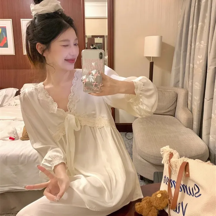 公主风蕾丝蝴蝶结睡衣女款爆款2025新款夏季冰丝韩版休闲家居服