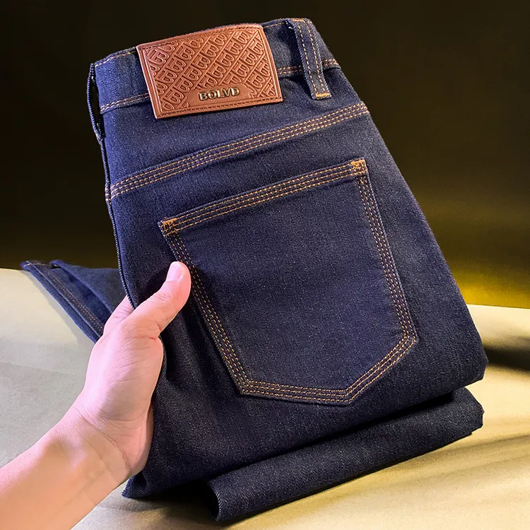 DeweLvum2025年秋季新款深蓝色牛仔裤男士时尚休闲长裤水洗男裤子