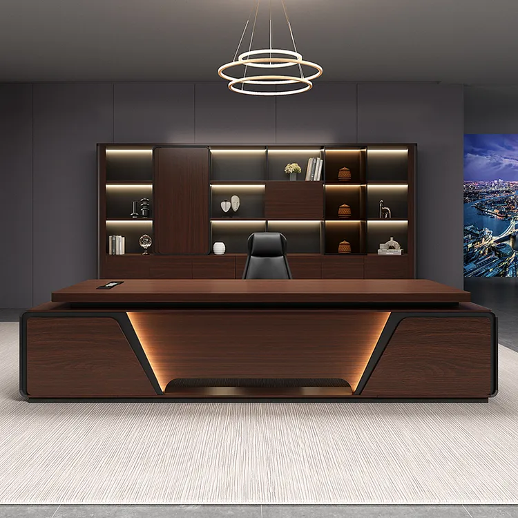 轻奢感老板桌办公桌椅组合总裁大班台办公室家具