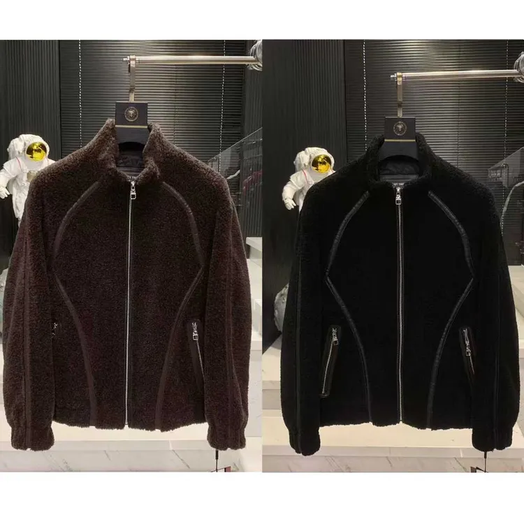 2587    新款男士高奢时尚休闲立领羊毛夹克外套