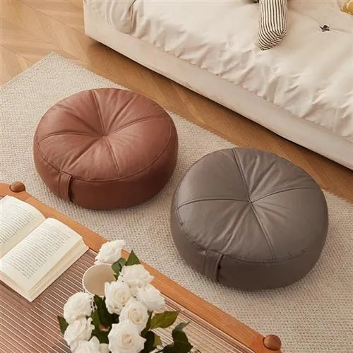 蒲团坐垫榻榻米飘窗阳台地板棉麻布艺加厚圆形矮凳日式坐墩沙发凳