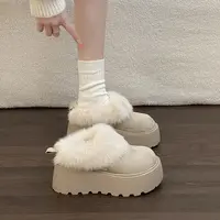 FCS增高7cm绒面毛毛勃肯拖鞋K380233  