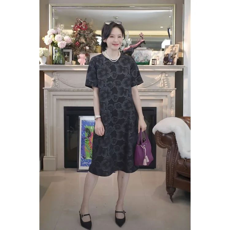 我是摩羯 鎏光裙  22MM桑蚕丝双穿数码印花香云纱夏季连衣裙