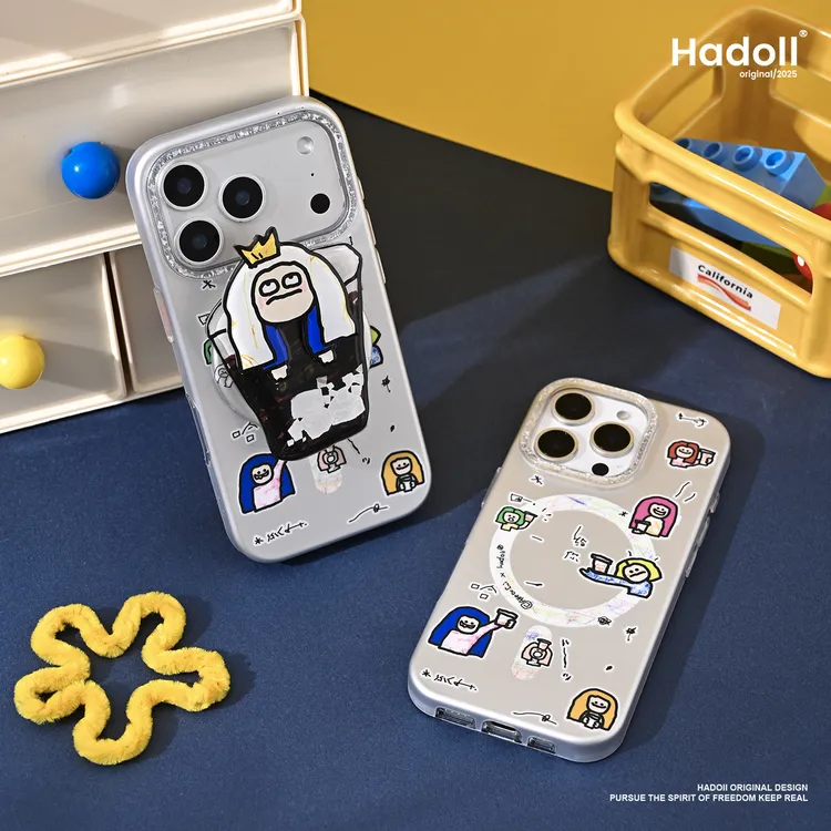 原创银色咖啡板命苹果iPhone17promax手机壳趣味插画高级感磁吸壳