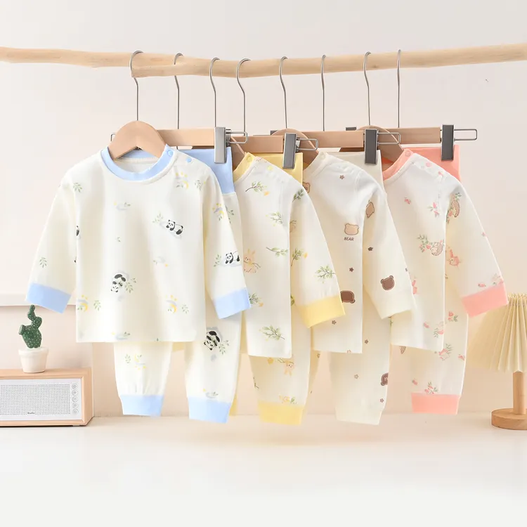 高腰护肚纯棉保暖居家秋衣裤婴儿秋裤欧若假日风卡通A类家居服