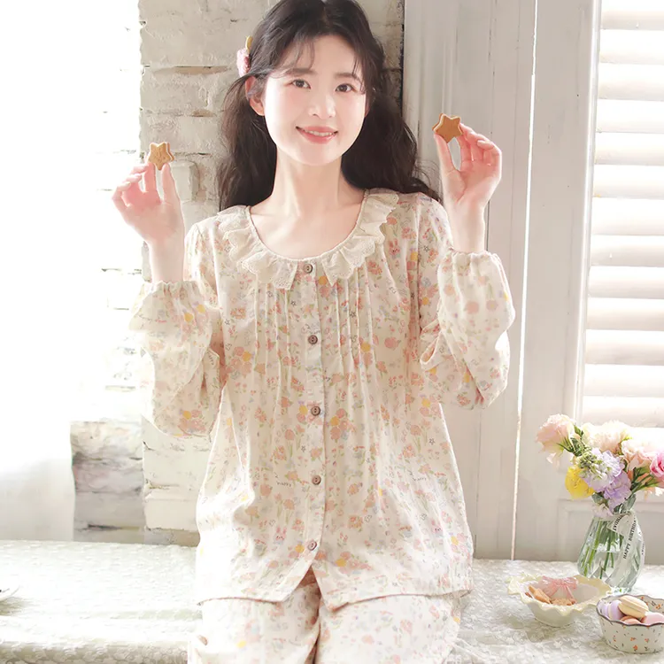 『玫瑰小兔』富朵凉感竹纤维夏季睡衣女士薄款长袖可外穿甜美家居服