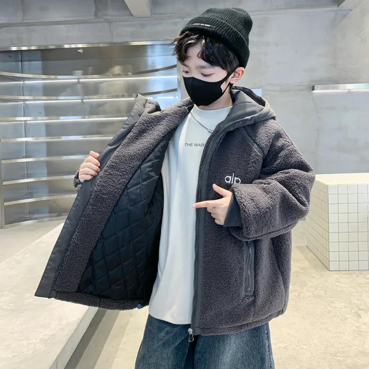 男童加绒外套春秋冬款2025新款中大儿童装冬装男孩加厚冬季棉服潮