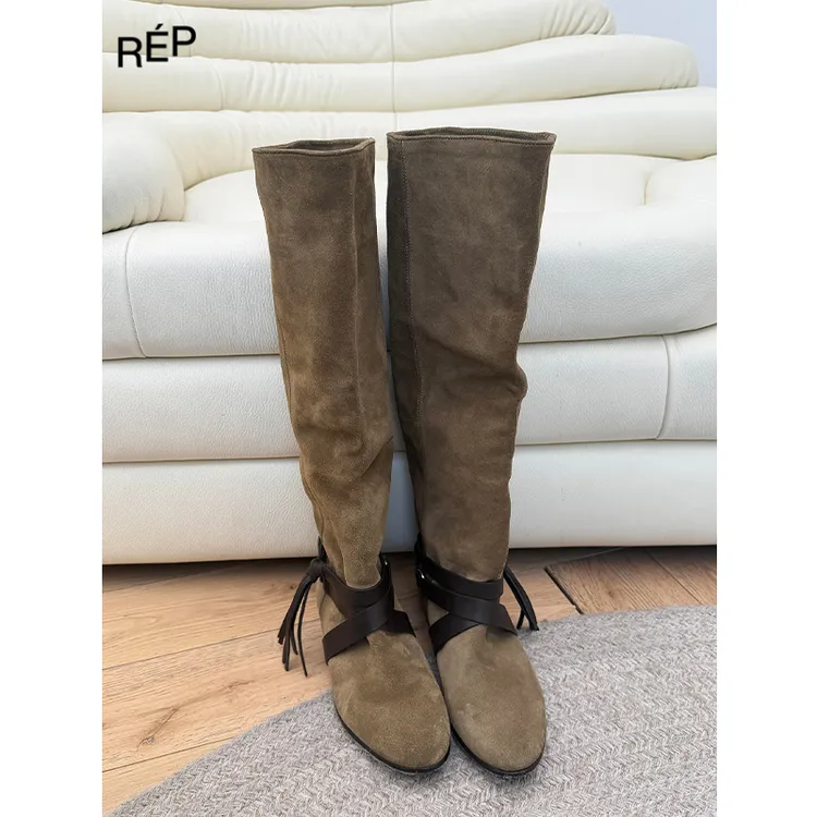 REP-ISABEL MARANT设计师品牌橄榄色褶裥靴 26PS早春女装买手店