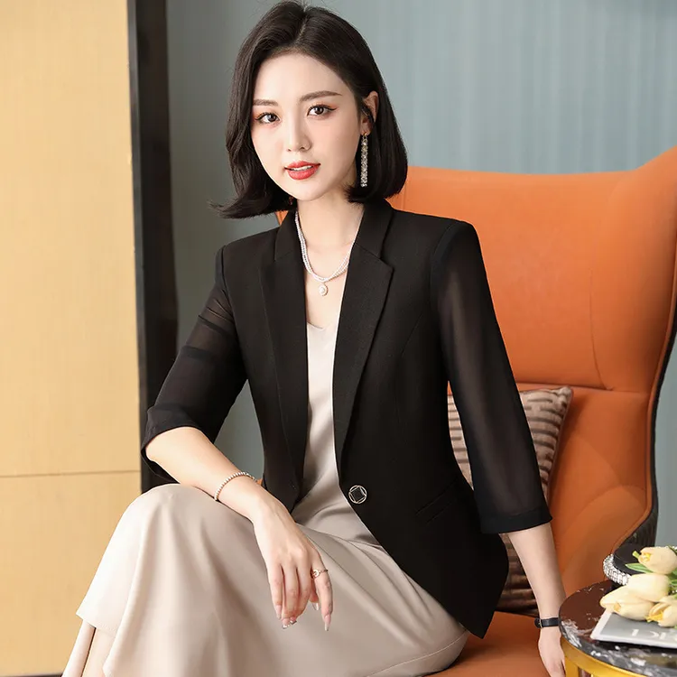 高级感2022职业西装套装女七分袖薄款时尚气质名媛女神范西服套装