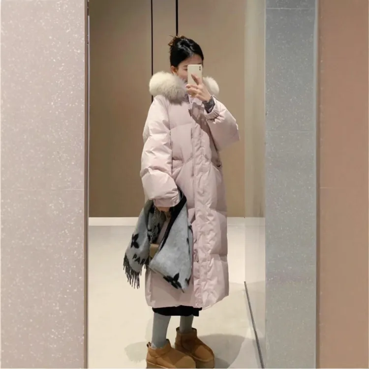 香榭颂中长款服女2025冬新款超好看韩系加厚大毛领棉衣外套