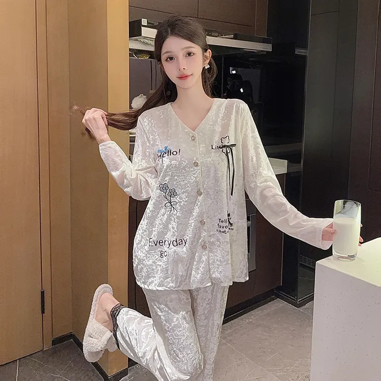【初秋新款】【金钻金丝绒】高级感轻奢秋冬季长袖长裤LLN家居服