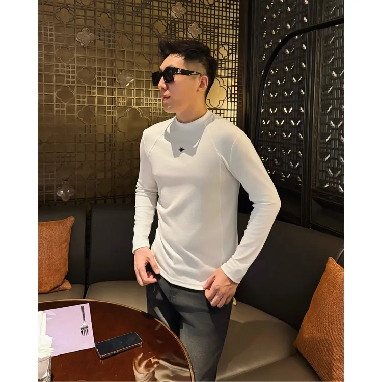 【蜜蜂长袖】秋季莫代尔修身打底上衣蜜蜂刺绣情侣长袖T恤李查德