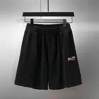 巴黎短裤可乐刺绣原版原标宽松大码夏季运动舒适时尚百搭黑色简约