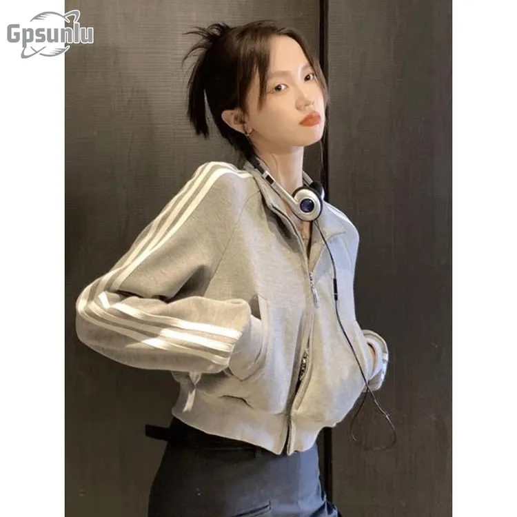 gpsunlu运动女式夹克新款时尚运动美式休闲开衫春秋季修身上衣