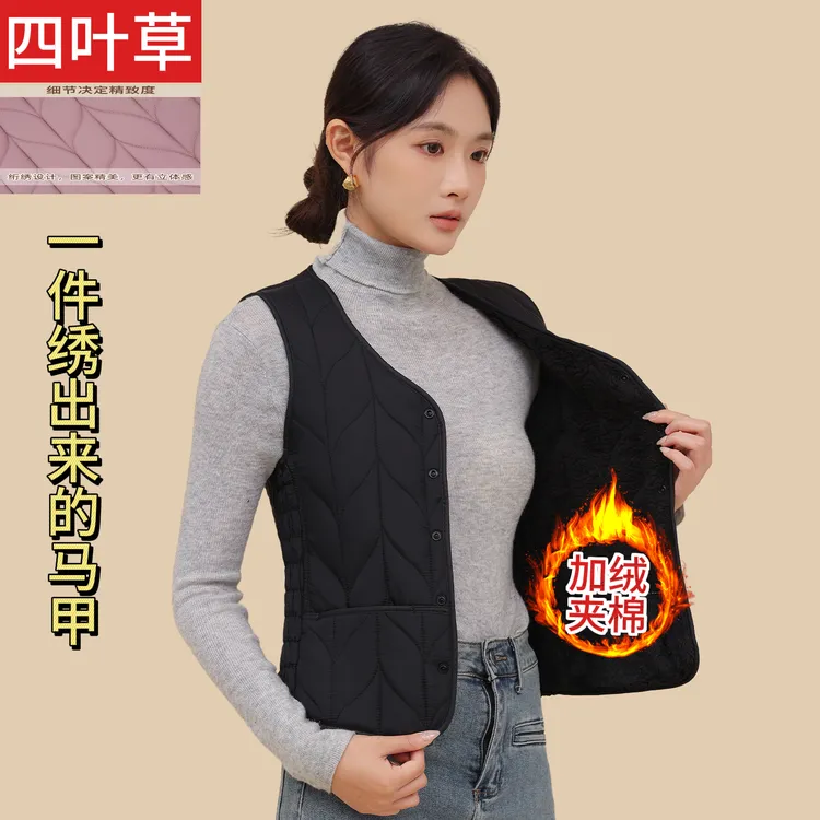 2025秋冬新款加绒棉马甲女修身显瘦爆款马夹内穿加厚贴身保暖背心
