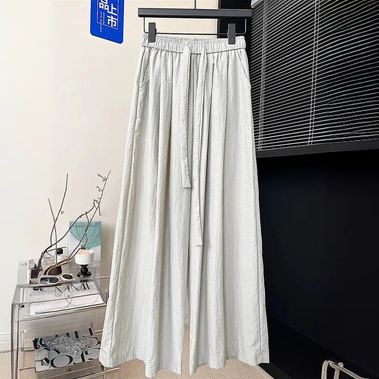 欧货高端抽绳阔腿山本裤休闲裤2025夏季新款设计感宽松休闲直筒裤