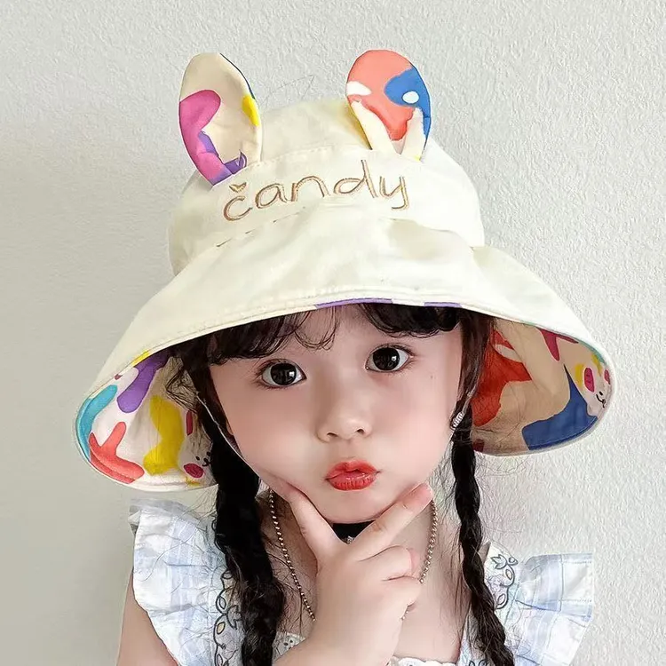 儿童韩版薄款夏季户外防晒空顶遮阳帽男女宝宝大帽檐沙滩太阳帽