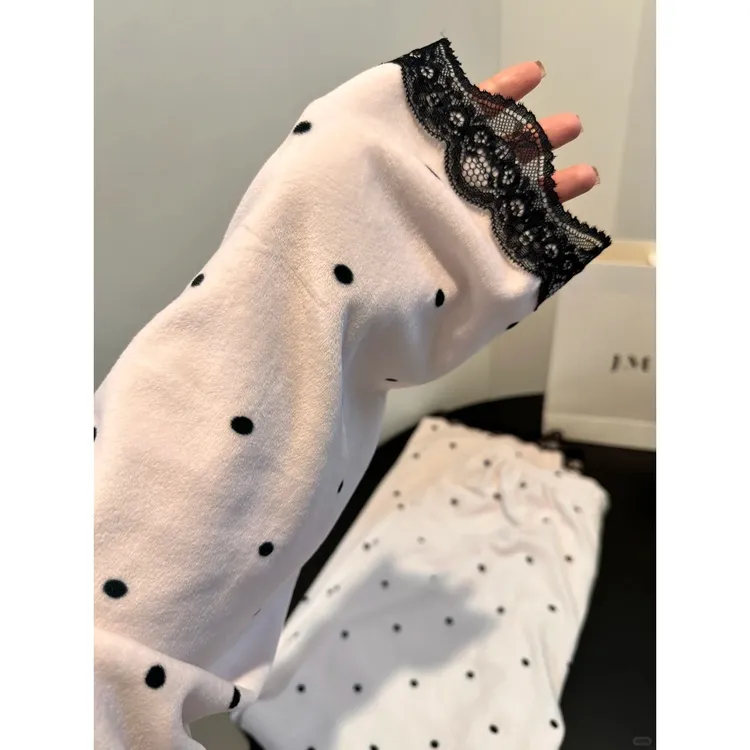 【蕾丝口袋】保暖搭子甜美波点德绒睡衣女秋冬套装网红新款家居服