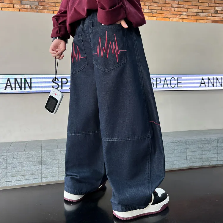 儿童牛仔裤2025春秋新款男童裤子中大童长裤直筒宽松工装休闲裤子