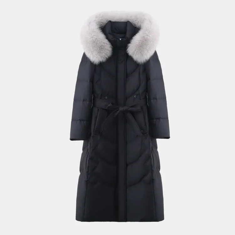 冬季长款狐狸毛领女士淑女鹅绒服4EY025