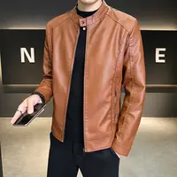 2025男立领秋季短款潮流青年男士韩版秋季皮衣免烫