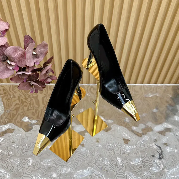 杨树林同款金属方头细跟高跟鞋女鞋2025秋冬新款凉鞋气质御姐单鞋