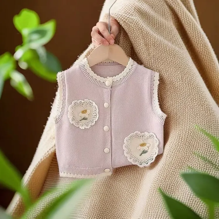 上衣薄款春秋卡通小香风马甲洋气女童女少女风背心宝宝外穿薄坎肩