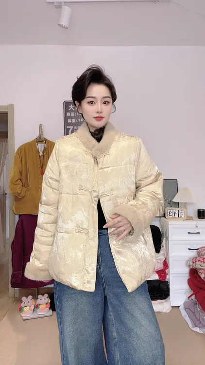 欧洲站2025新款潮流洋气新中式刺绣加厚提花宽松显瘦外套88500