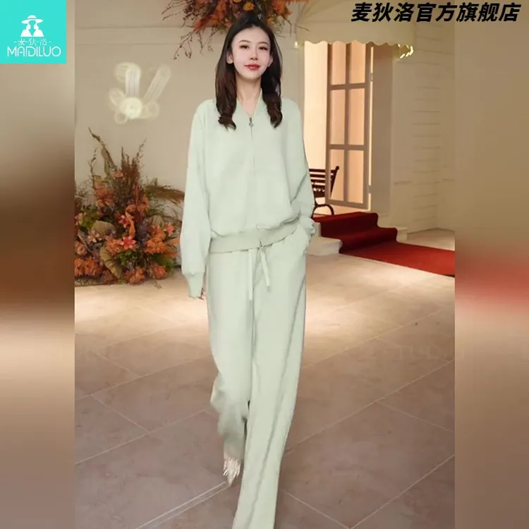 2025春季一整套小清新洋气减龄休闲运动穿搭纯色卫衣裤子两件套装